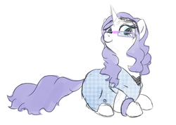 Size: 688x491 | Tagged: safe, artist:tanmansmantan, rarity, pony, unicorn, g4, clothes, doge, female, outfit, simple background, solo, white background