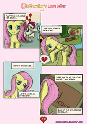 Size: 1200x1697 | Tagged: safe, artist:danteincognito, fluttershy, lyra heartstrings, roseluck, g4, comic, crying, feels, fluttershy's love letter, hearts and hooves day, letter, valentine's day