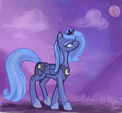 Size: 1300x1200 | Tagged: safe, artist:staticdragon1, princess luna, g4, female, moon, night, s1 luna, solo