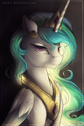 Size: 2000x3000 | Tagged: safe, artist:evehly, princess celestia, alicorn, pony, g4, female, high res, mare, solo, unamused