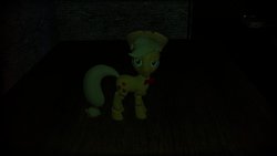 Size: 1024x576 | Tagged: safe, applejack, five nights at aj's, g4, 3d, applefreddy, creepy, female, five nights at freddy's, gmod, looking at you, solo, source filmmaker