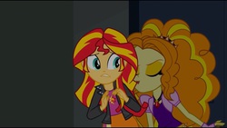 Size: 1136x640 | Tagged: safe, screencap, adagio dazzle, sunset shimmer, equestria girls, g4, my little pony equestria girls: rainbow rocks, duo, out of context, shipping fuel