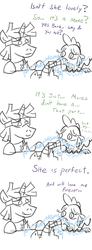 Size: 800x2163 | Tagged: safe, artist:jargon scott, spike, twilight sparkle, oc, oc:mismatch, dragon, pony, g4, barb, clothes, comic, dusk shine, frankenpony, frankenstein's monster, implied futa, innuendo, lab coat, laboratory, rule 63