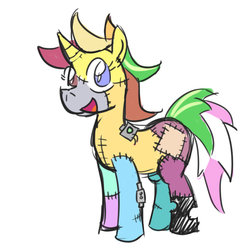 Size: 800x800 | Tagged: safe, artist:jargon scott, oc, oc only, oc:mismatch, frankenpony, frankenstein's monster