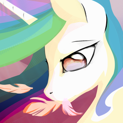 Size: 1000x1000 | Tagged: safe, artist:ruby, princess celestia, g4, feather, female, pixiv, solo