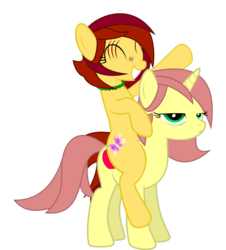 Size: 4721x5228 | Tagged: safe, artist:a-jewel-of-rarity, oc, oc only, oc:rissa, oc:shyra, pony, absurd resolution, cute, mother and daughter, riding, silly, silly pony, too old for this