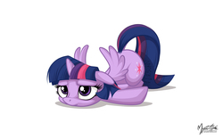 Size: 2560x1600 | Tagged: safe, artist:mysticalpha, twilight sparkle, alicorn, pony, g4, female, mare, prone, solo, twilight sparkle (alicorn), twilight sparkle is not amused, unamused, wallpaper