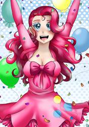 Size: 1445x2048 | Tagged: safe, artist:malice-artworks, pinkie pie, human, g4, cleavage, clothes, dress, female, humanized, solo