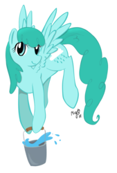 Size: 850x1254 | Tagged: safe, artist:animeamphitere, spring melody, sprinkle medley, pegasus, pony, g4, bucket, female, flying, mare, simple background, solo, transparent background, water