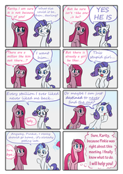 Size: 2480x3508 | Tagged: safe, artist:drhikari, pinkie pie, rarity, pony, comic:dealing with depression, g4, comic, high res, pinkamena diane pie, this will end in tears and/or laughter