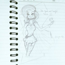 Size: 640x640 | Tagged: safe, artist:asksugardip, trixie, human, g4, female, humanized, lined paper, solo, traditional art