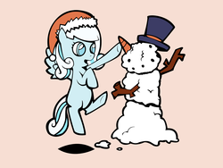 Size: 2048x1536 | Tagged: artist needed, safe, oc, oc only, oc:snowdrop, hat, snowman
