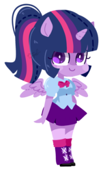 Size: 837x1388 | Tagged: safe, artist:snow angel, twilight sparkle, equestria girls, g4, chibi, female, horn, pixiv, ponied up, simple background, solo, transparent background, twilight sparkle (alicorn)