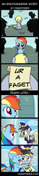 Size: 850x3763 | Tagged: safe, artist:drawponies, edit, derpy hooves, rainbow dash, pegasus, pony, g4, :d, crying, cute, eyes closed, female, frown, hug, mare, mouth hold, no u, open mouth, sitting, smiling, ur a faget