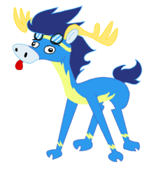 Size: 534x600 | Tagged: safe, artist:derpesheen, soarin', moose, g4, :p, derp, male, simple background, solo, species swap, tongue out, transparent background, wat, wonderbolts uniform