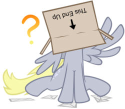 Size: 957x835 | Tagged: safe, artist:maximillianveers, derpy hooves, pegasus, pony, box, female, letter, mare, simple background, solo, transparent background, vector