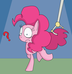 Size: 882x908 | Tagged: safe, artist:mr-degration, pinkie pie, pony, g4, abduction, claw, female, question mark, solo, wide eyes