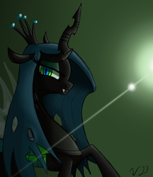 Size: 1532x1772 | Tagged: dead source, safe, artist:winterdominus, queen chrysalis, changeling, changeling queen, g4, female, lens flare, solo