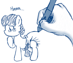 Size: 500x433 | Tagged: safe, artist:fillyscoots42, oc, oc only, oc:tenerius, pony, diaper, diaper fetish, drawing, fourth wall, monochrome, non-baby in diaper, poofy diaper, tmi tuesday