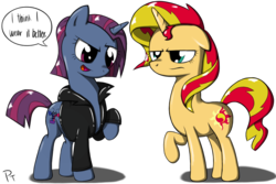 Size: 1500x1000 | Tagged: safe, artist:laffy372, sunset shimmer, oc, pony, unicorn, g4, duo