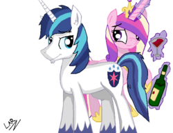 Size: 686x529 | Tagged: safe, artist:artistbrony, princess cadance, shining armor, pony, g4, duo, wine, wine glass