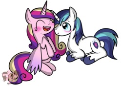 Size: 1024x728 | Tagged: safe, artist:sparkle-bliss, princess cadance, shining armor, g4, blushing, cute, cutedance, female, male, prone, shining adorable, ship:shiningcadance, shipping, simple background, sitting, straight, transparent background