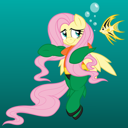 Size: 6771x6780 | Tagged: safe, artist:dfectivedvice, artist:vladimirmacholzraum, fluttershy, angelfish, fish, g4, absurd resolution, aquaman, colored, crossover, dc comics, parody, underwater, vector