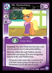 Size: 349x487 | Tagged: safe, ms. harshwhinny, g4, card, ccg, crystal games, enterplay, mlp trading card game