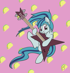 Size: 1198x1253 | Tagged: safe, artist:silver1kunai, sonata dusk, earth pony, pony, equestria girls, g4, my little pony equestria girls: rainbow rocks, bass guitar, cute, equestria girls ponified, female, musical instrument, ponified, solo, sonatabetes, sonataco, taco, that girl sure loves tacos, that pony sure does love tacos, that siren sure does love tacos