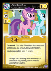 Size: 349x487 | Tagged: safe, enterplay, amethyst star, royal riff, sparkler, spring melody, sprinkle medley, g4, my little pony collectible card game, the crystal games, card, ccg