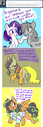 Size: 500x1448 | Tagged: safe, artist:clockworkquartet, rarity, oc, g4, ask, clothes, comic, dress, tumblr