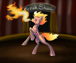 Size: 1024x853 | Tagged: safe, artist:leikatay, oc, oc only, pony, fire breather, performance, solo