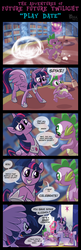 Size: 900x2763 | Tagged: safe, artist:1trick, spike, twilight sparkle, alicorn, pony, g4, alcohol, comic, drinking, female, future future twilight, mare, older, older twilight, spread wings, twilight sparkle (alicorn), ultimate twilight