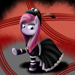 Size: 1000x1000 | Tagged: safe, artist:sticky-plaster, pinkie pie, g4, clothes, dress, female, hat, pinkamena diane pie, solo, steampunk