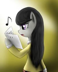 Size: 800x1000 | Tagged: safe, artist:sticky-plaster, octavia melody, earth pony, semi-anthro, g4, female, sheet music, solo