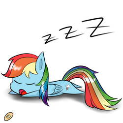 Size: 1000x1000 | Tagged: safe, artist:sticky-plaster, rainbow dash, g4, chibi, cute, female, sleeping, solo, zzz