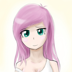 Size: 850x850 | Tagged: safe, artist:sticky-plaster, fluttershy, human, g4, female, humanized, solo