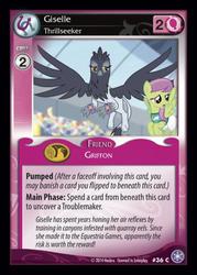 Size: 372x520 | Tagged: safe, enterplay, giselle, irma, merry may, griffon, g4, my little pony collectible card game, the crystal games, ccg