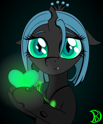 Size: 1000x1200 | Tagged: dead source, safe, artist:bajanic, queen chrysalis, changeling, g4, female, heart, solo