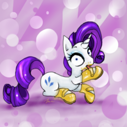 Size: 400x400 | Tagged: safe, artist:edlynette, rarity, pony, unicorn, g4, caught, emergency edible boots, female, luster dust, mare, solo