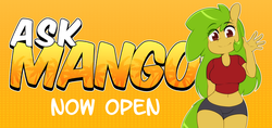 Size: 950x450 | Tagged: safe, artist:3mangos, oc, oc only, oc:mango, anthro, ask mango, belly button, clothes, midriff, shorts