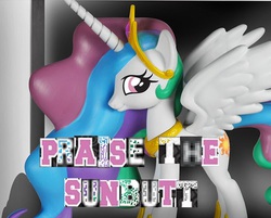 Size: 874x702 | Tagged: safe, princess celestia, g4, expand dong, exploitable meme, female, figurine, funko, meme, moonbutt, praise the sun, solo, sunbutt, toy, vinyl figure