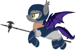 Size: 1550x1050 | Tagged: safe, artist:peternators, oc, oc only, oc:lunar aurora, bat pony, pony, armor, dragoon, halberd