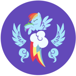 Size: 804x804 | Tagged: safe, artist:arylett-charnoa, part of a set, rainbow dash, pegasus, pony, g4, button, cutie mark, eyes closed, female, mare, solo, wings