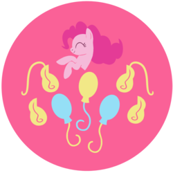 Size: 804x804 | Tagged: safe, artist:arylett-charnoa, part of a set, pinkie pie, earth pony, pony, g4, balloon, button, cutie mark, eyes closed, female, mare, simple background, solo