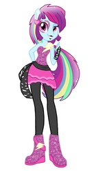 Size: 1146x2048 | Tagged: safe, artist:colorpalette-art, mystery mint, equestria girls, g4, my little pony equestria girls: rainbow rocks, alternate design, background human, female, ponied up, solo