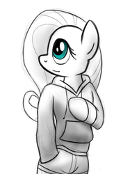 Size: 800x1000 | Tagged: safe, artist:drawponies, fluttershy, g4, clothes, hoodie, sketch