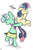 Size: 2000x3000 | Tagged: safe, artist:doggonepony, bon bon, lyra heartstrings, sweetie drops, earth pony, pony, unicorn, g4, bon bon is not amused, bonpun, clothes, cute, eyes closed, female, grass skirt, high res, hula, lei, lyrabetes, mare, pun, ricky martin, shake, shake your bon bon, skirt, song reference, visual pun