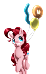 Size: 1024x1651 | Tagged: safe, artist:wilhelmgottfried, pinkie pie, earth pony, pony, g4, balloon, cute, diapinkes, female, mare, simple background, smiling, solo, transparent background