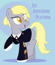 Size: 922x1088 | Tagged: safe, artist:ethanchang, derpy hooves, pegasus, pony, g4, 1st awesome platoon, blazer, clothes, female, gloves, mare, marine, master gunnery sergeant, military, military pony, military uniform, non commissioned officer, sergeant, shirt, solo, uniform, wingless